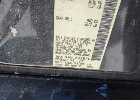 2016 Nissan Altima 2.5 Sv from USA, damaged, VIN 1N4AL3AP4GC293876